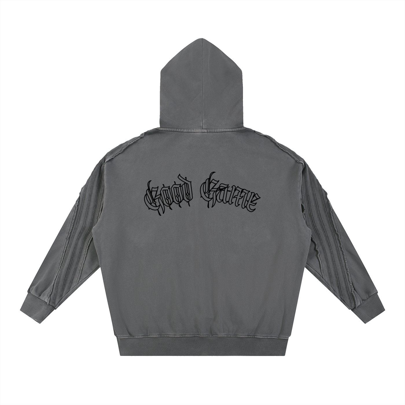 Snow Washed Tape Raw Edge Zip Hoodie