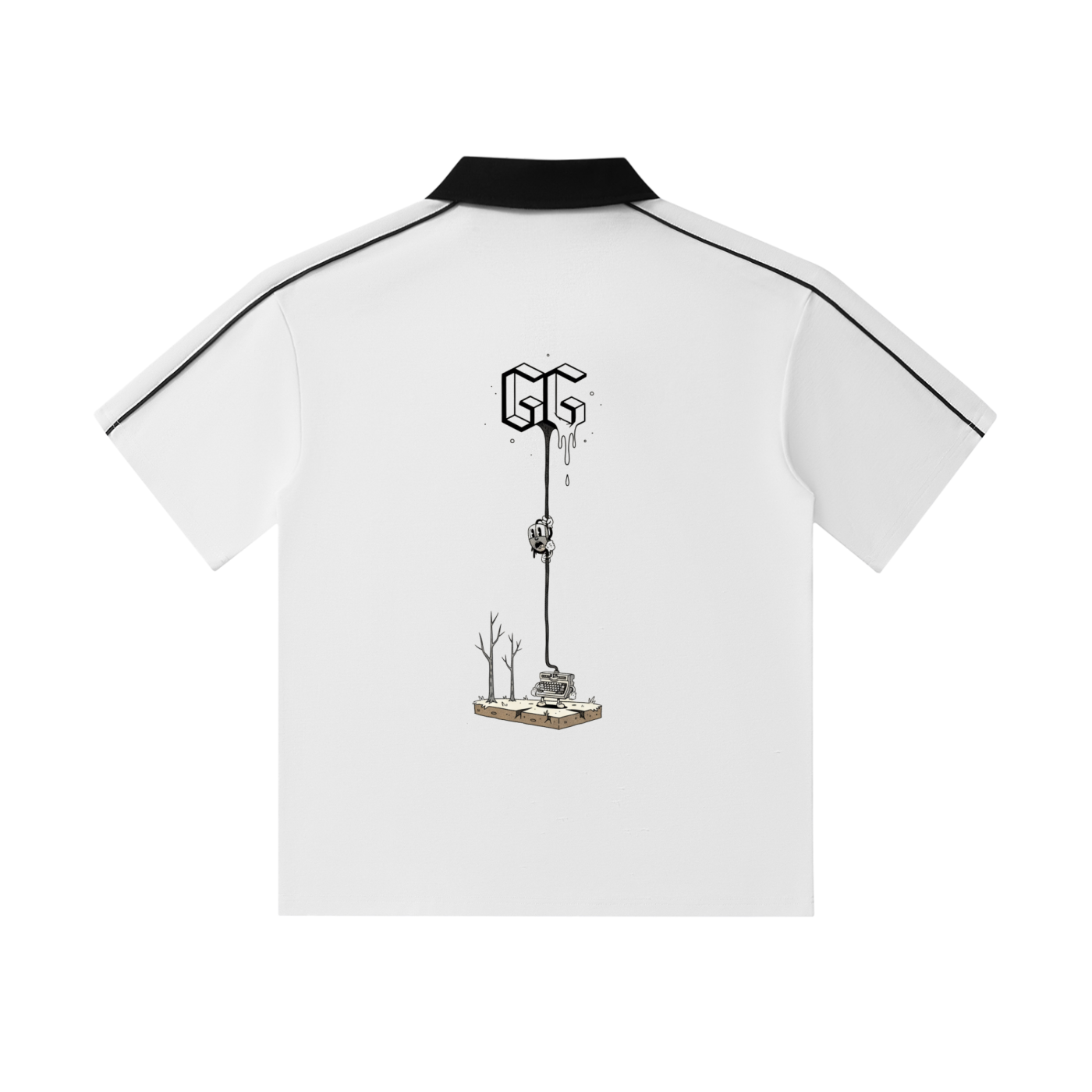 Contrast Collar Short-Sleeve Polo Shirt