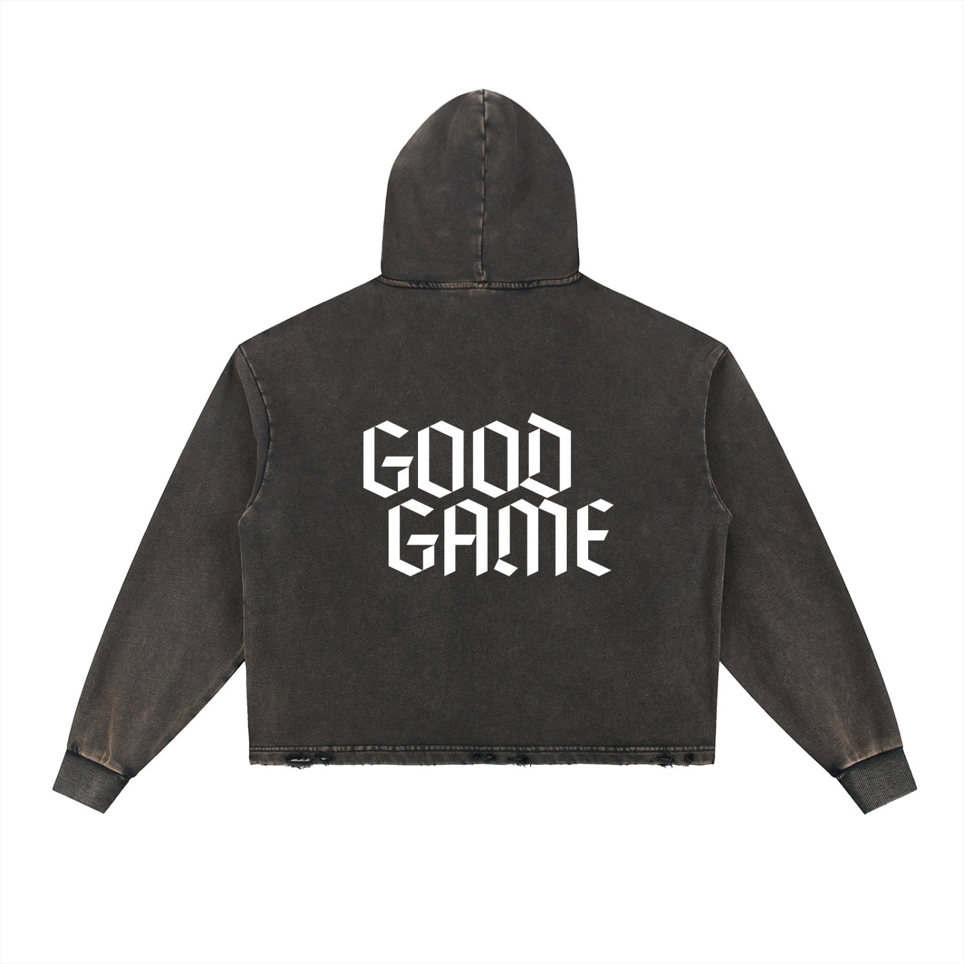 Vintage Washed Frayed-Hem Hoodie