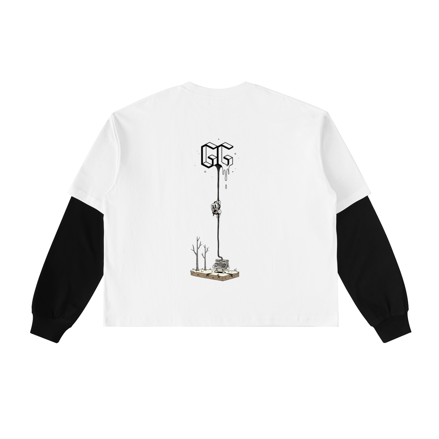 Layered Contrast Sleeve Cotton T-Shirt