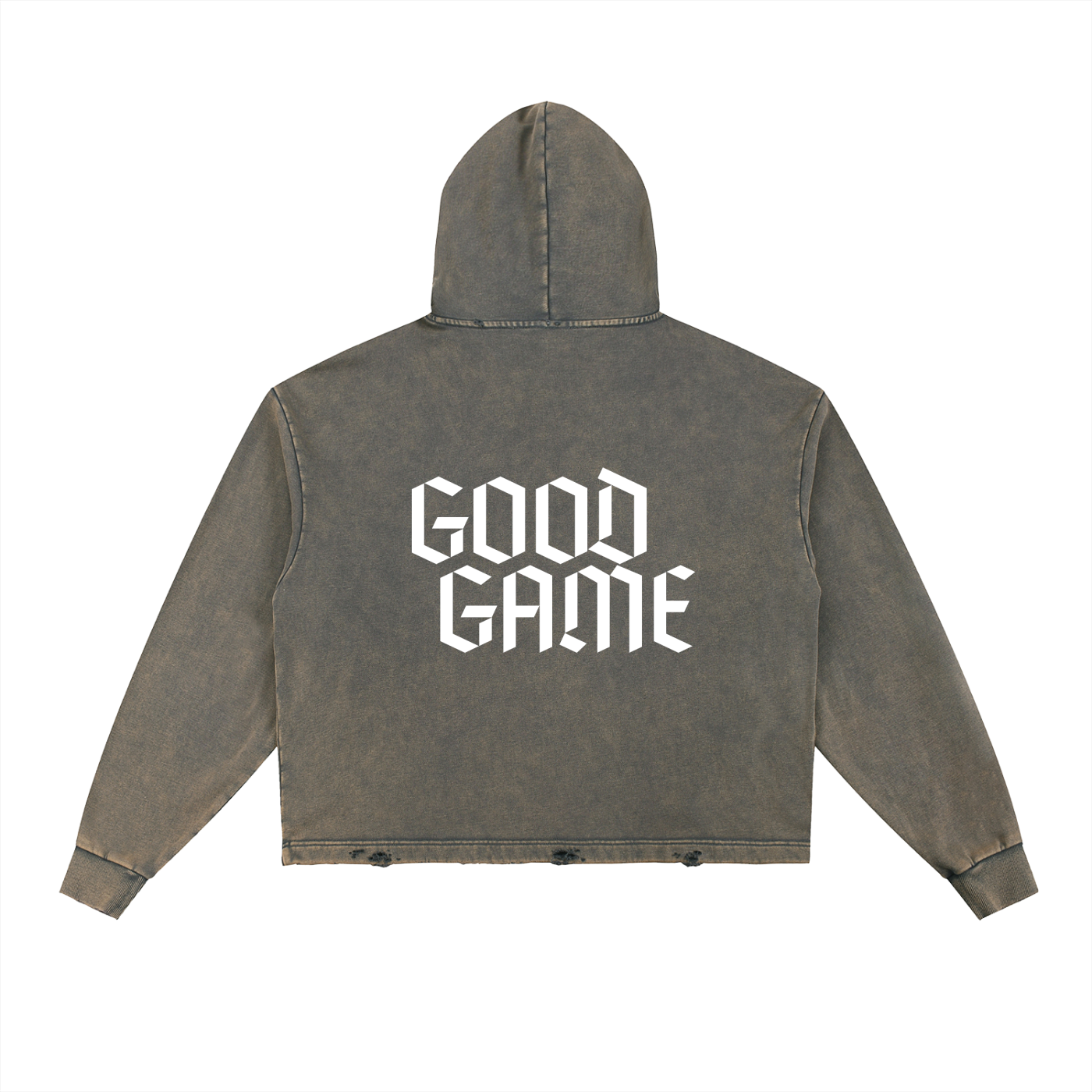 Vintage Washed Frayed-Hem Hoodie