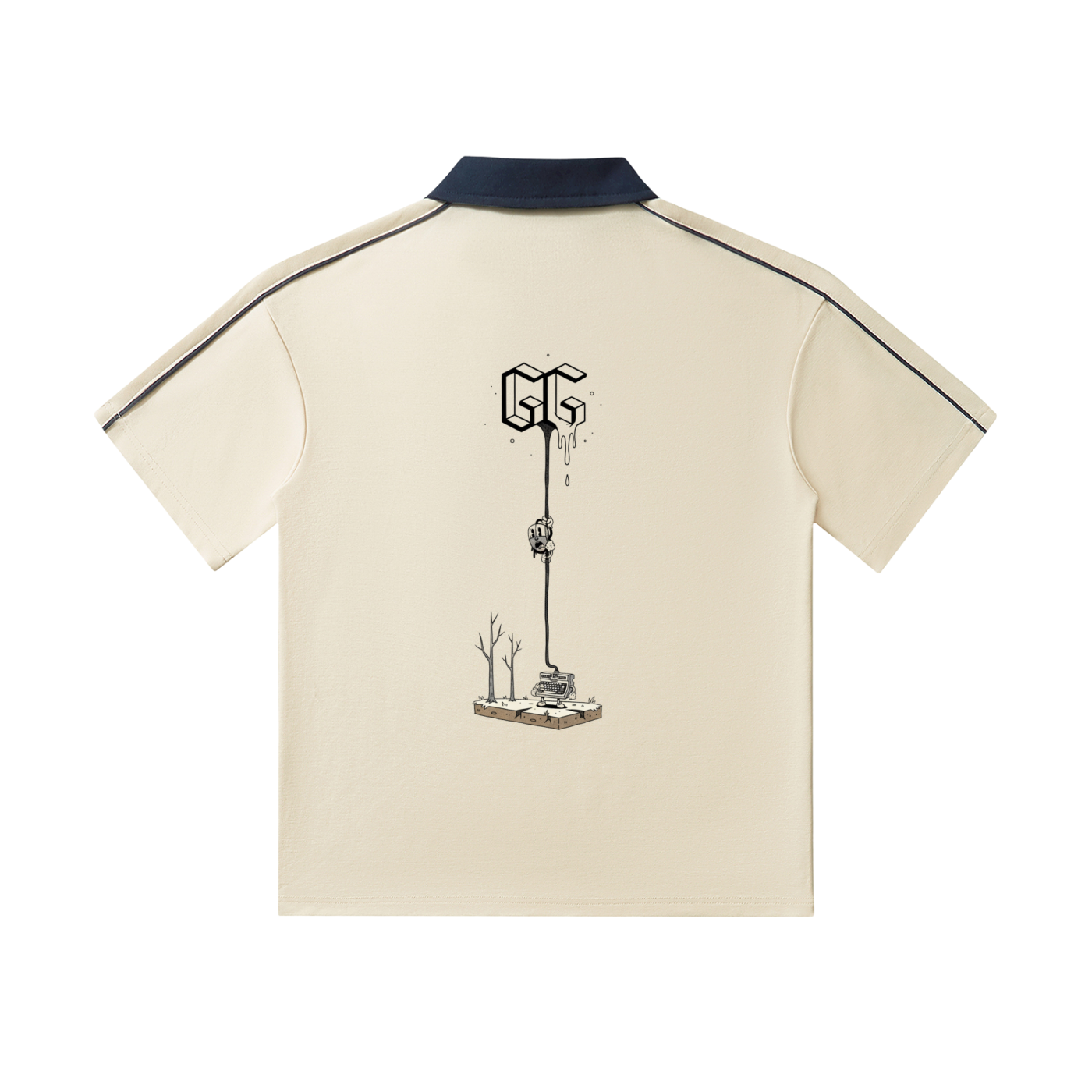 Contrast Collar Short-Sleeve Polo Shirt