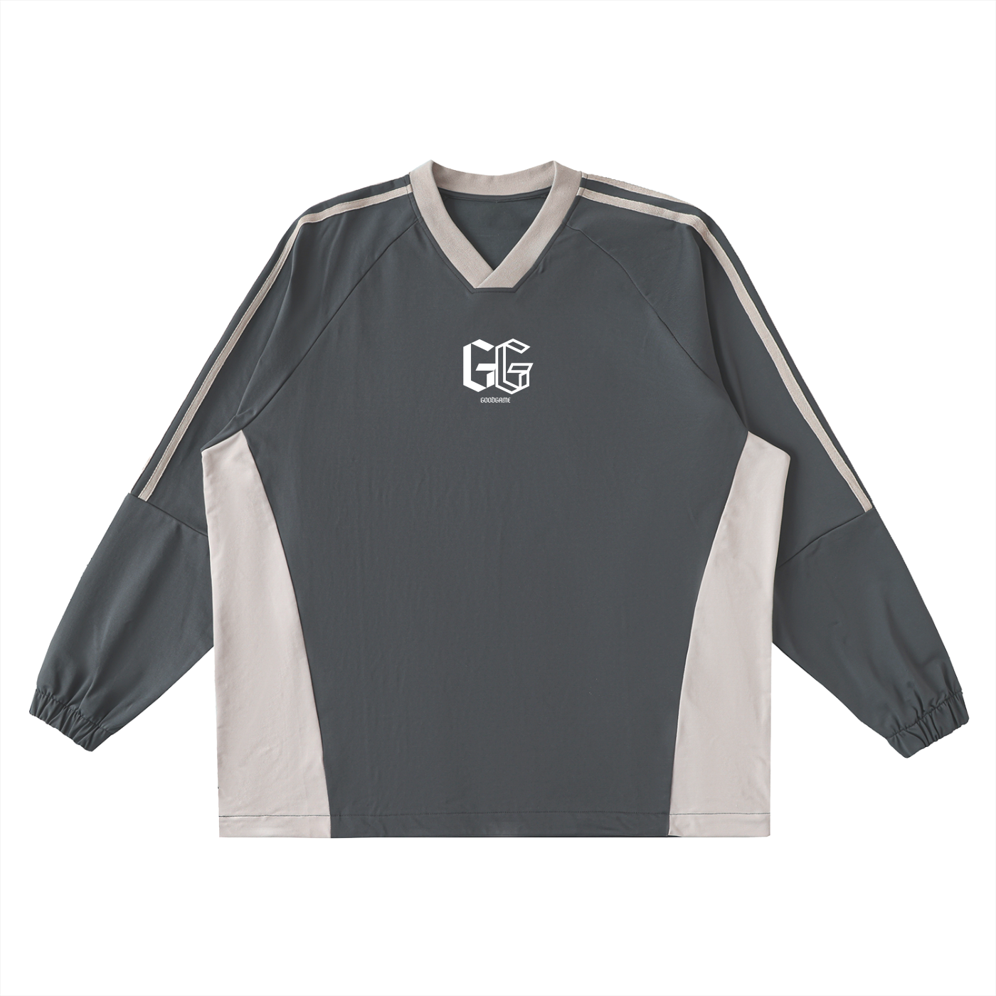 Color-Block V-Neck Long-Sleeve T-Shirt