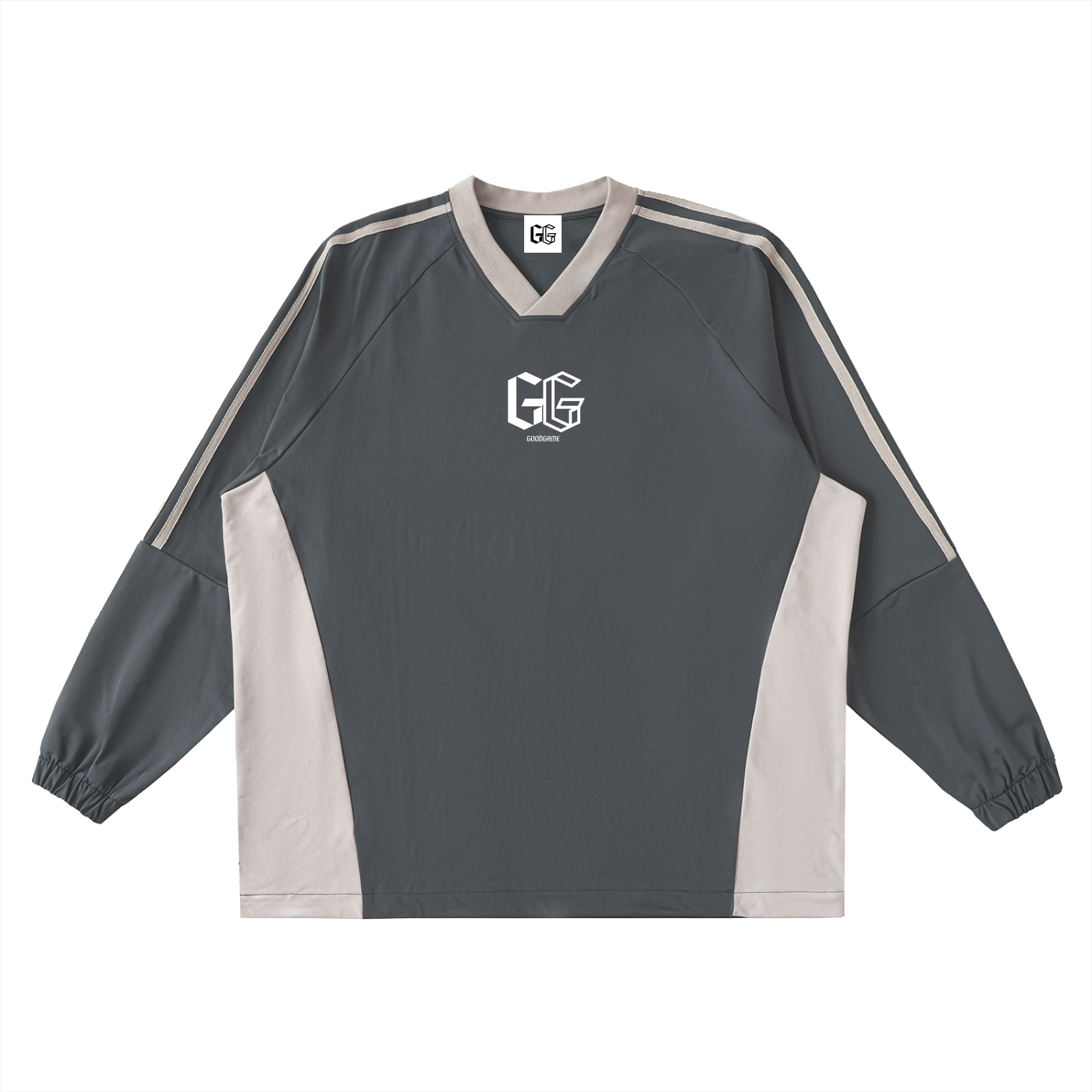 Color-Block V-Neck Long-Sleeve T-Shirt